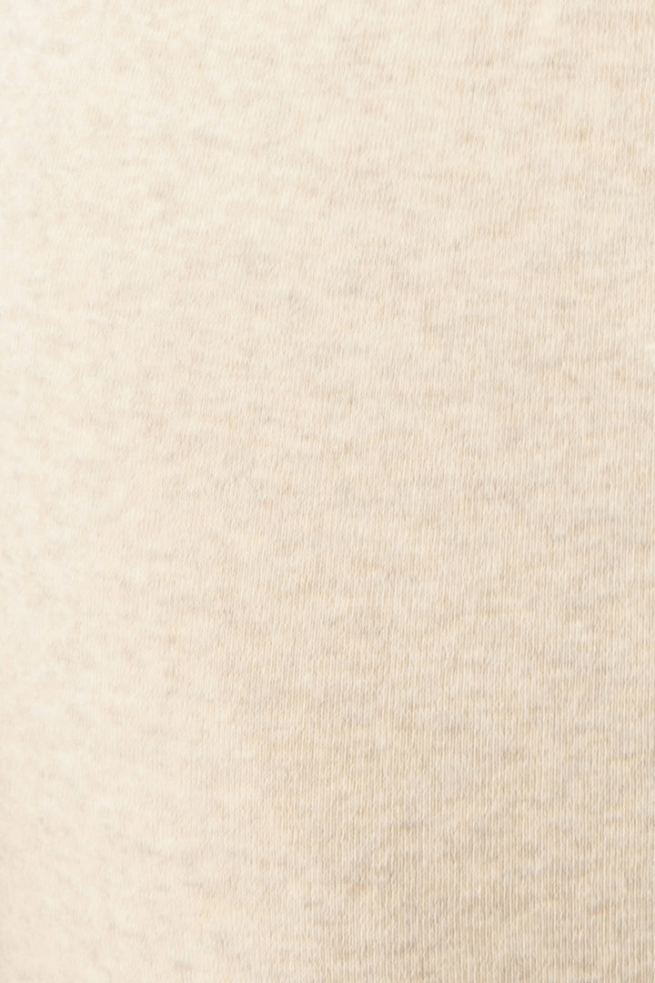 Women's zip hoody in oatmeal with graphic stripe print on sleeve. Lower front pockets.