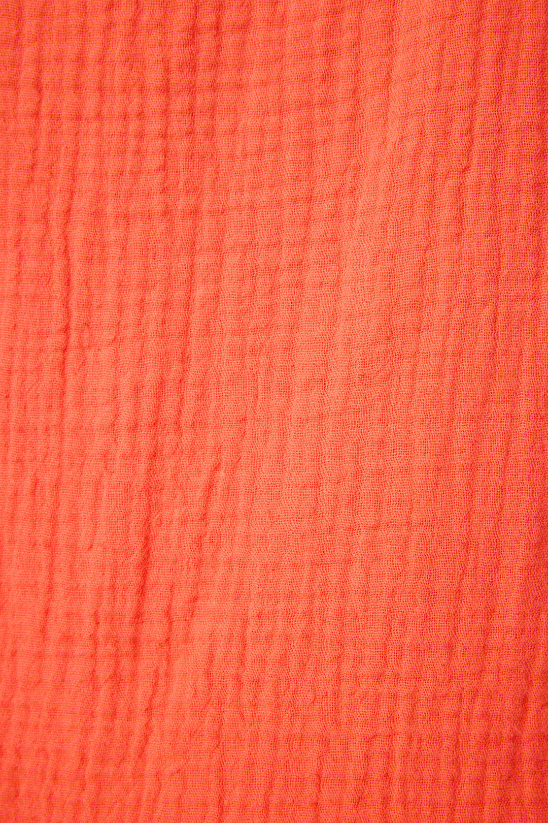 Women's red-orange lounge set top & pant in cotton woven gauze. Strappy camisole top & banded jogger styles.