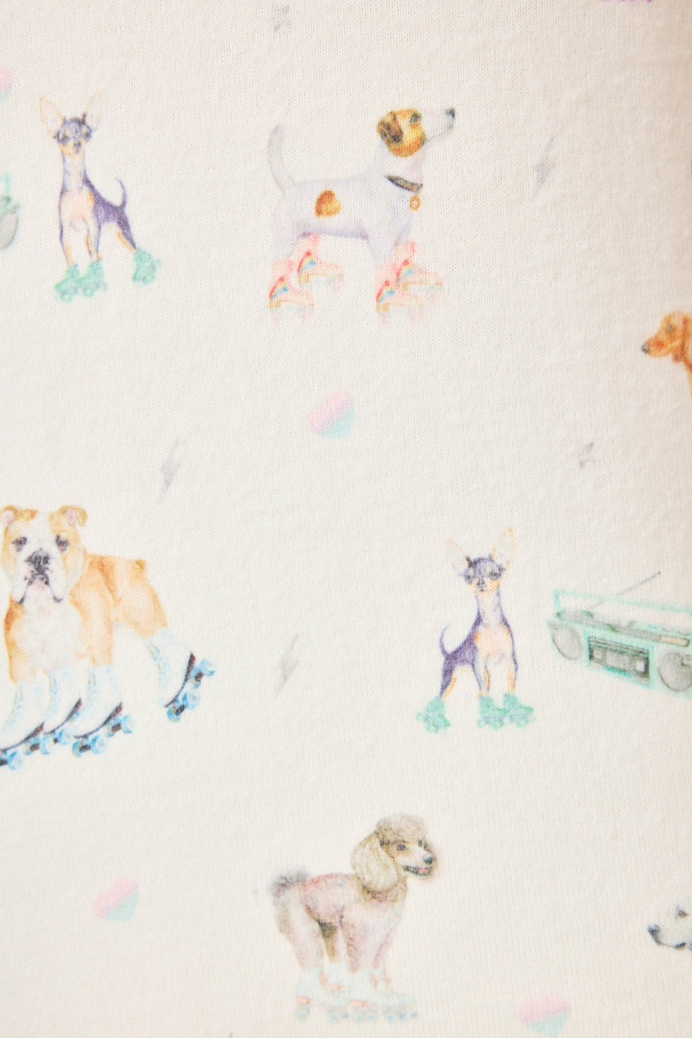 Women's ivory dogs & rollerskates print lounge set. Printed tank top & jammie pant.