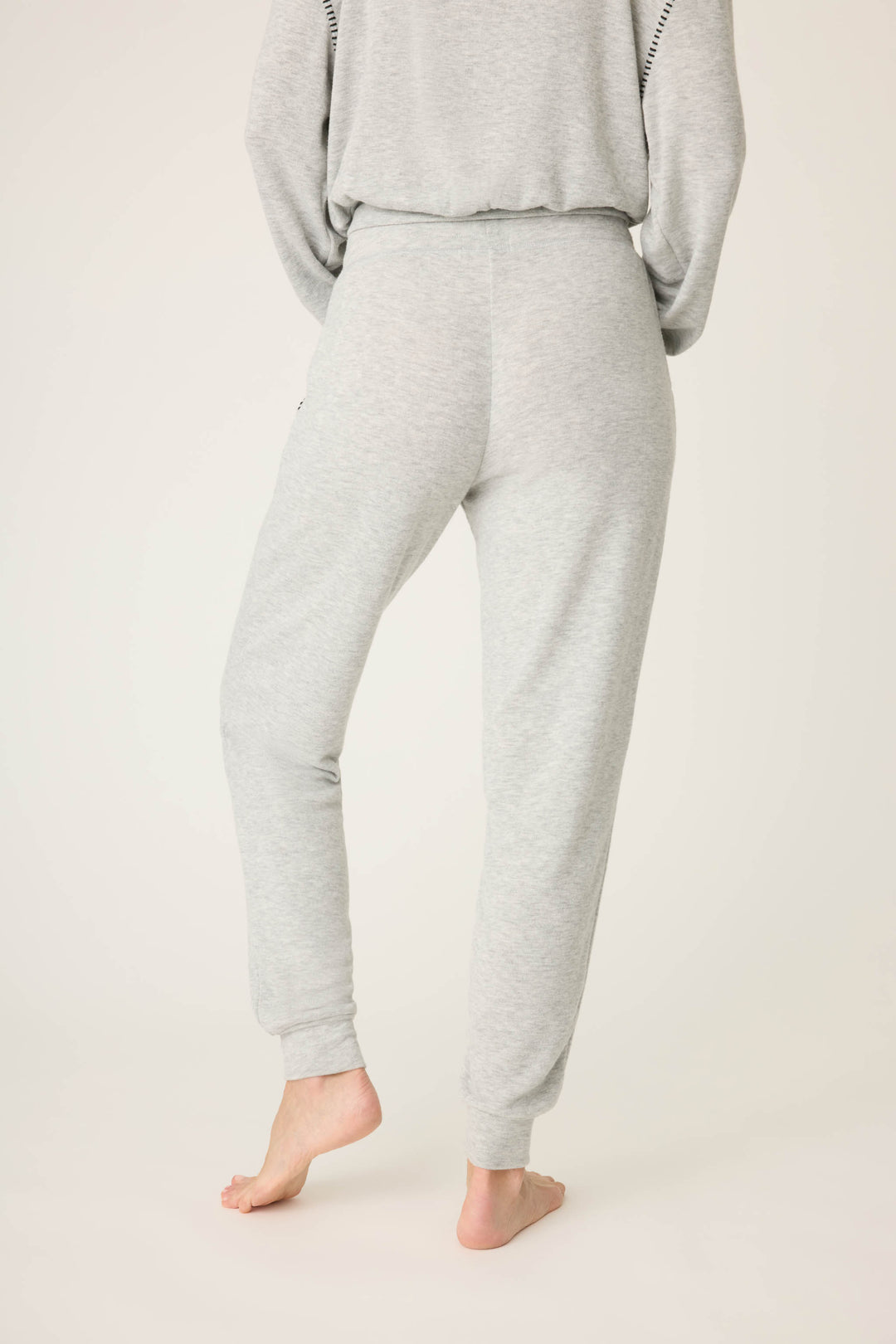 Women's black feather knit banded pj pants.