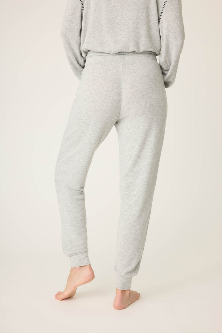 Women's black feather knit banded pj pants.