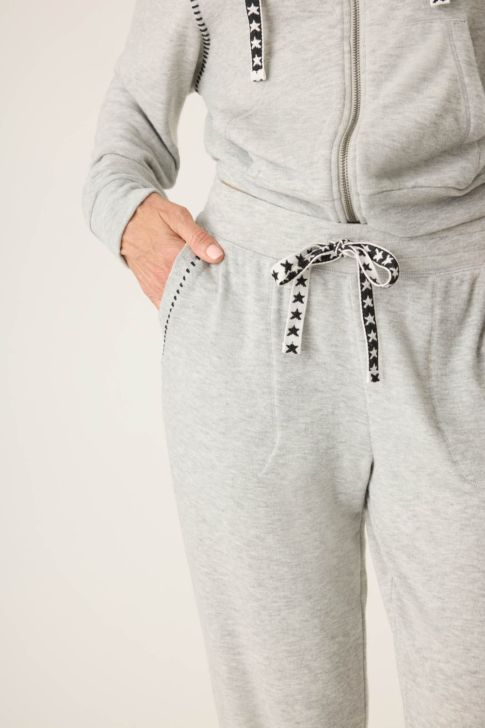 Women's black feather knit banded pj pants.