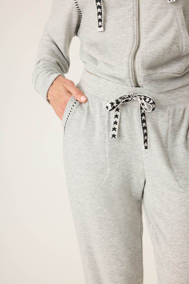 Women's black feather knit banded pj pants.