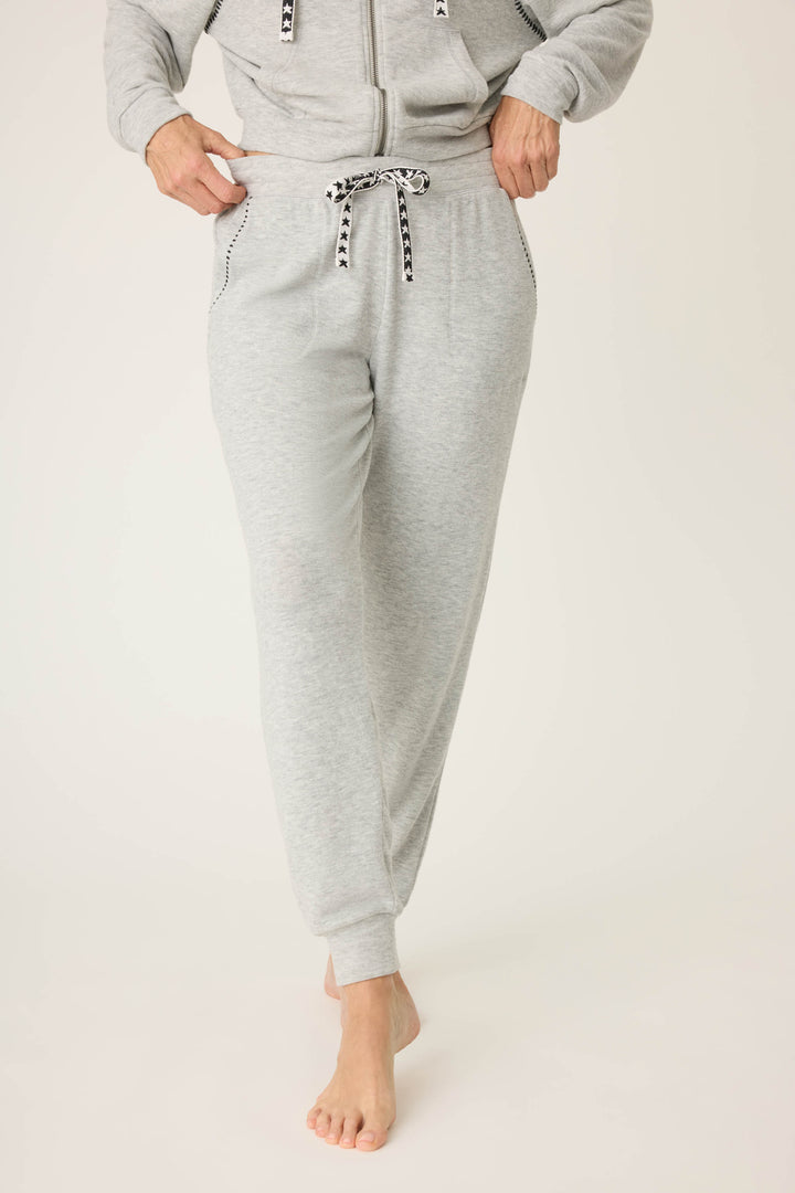 Women's black feather knit banded pj pants.