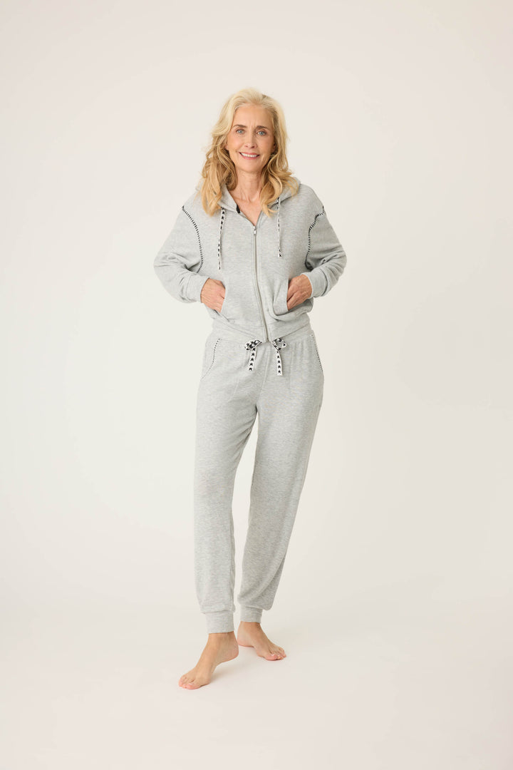 Women's black feather knit banded pj pants.