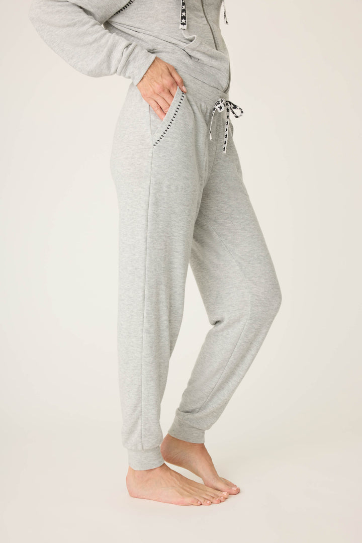 Women's black feather knit banded pj pants.