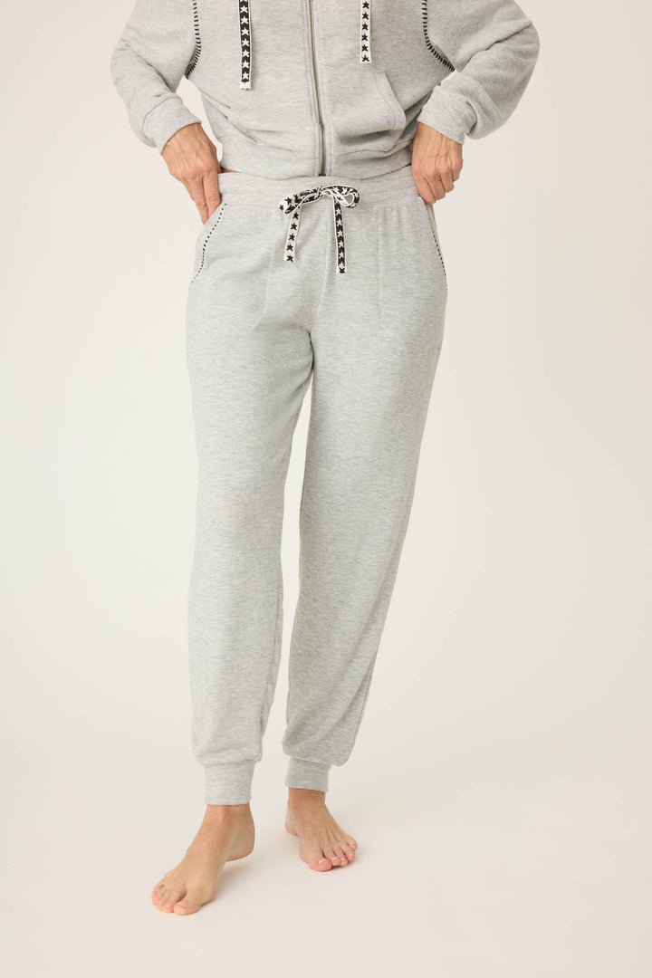 Women's black feather knit banded pj pants.