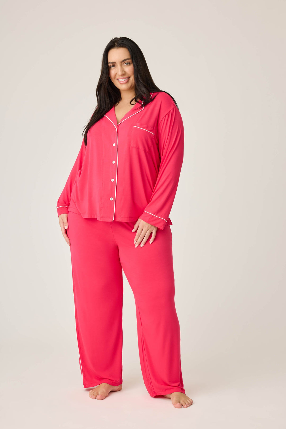 Lounge Wear Plus Size Matching Sets Loungewear Ruby Red Collared