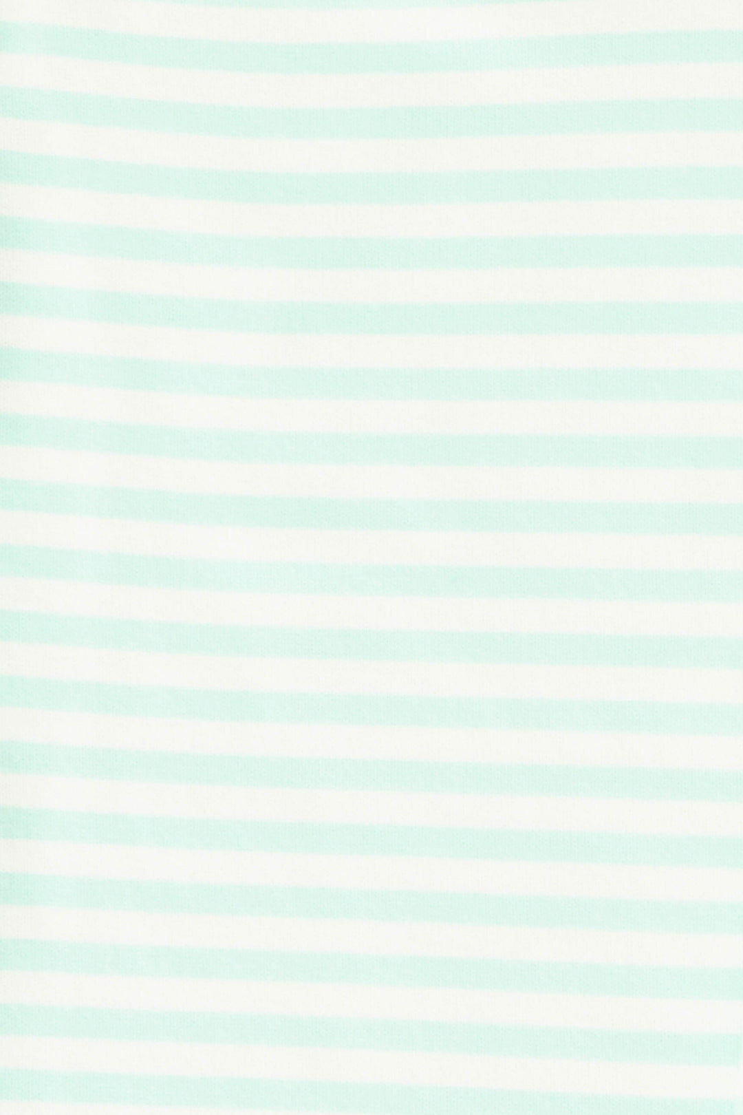 Gender-neutral kids' pajama in mint-ivory stripes with contrast red stitching.