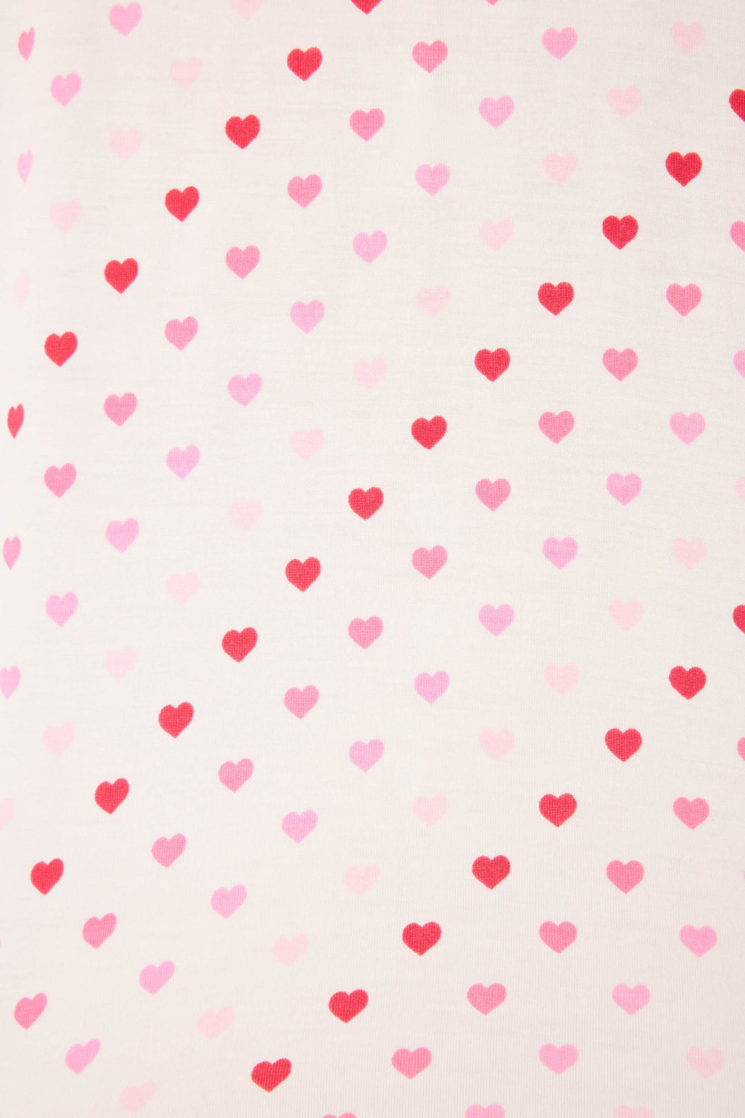Women's ivory & red heart print pajama set, with short sleeve button top & pj pant.