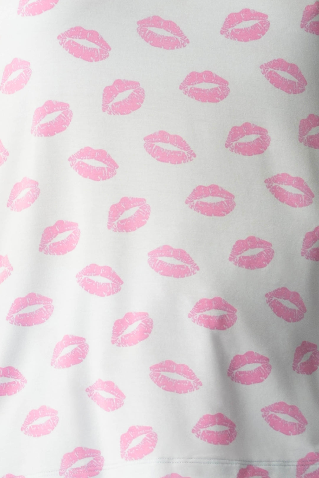 Women's blue pj tank with shelf bra and tie waist pants with pink kiss pattern.