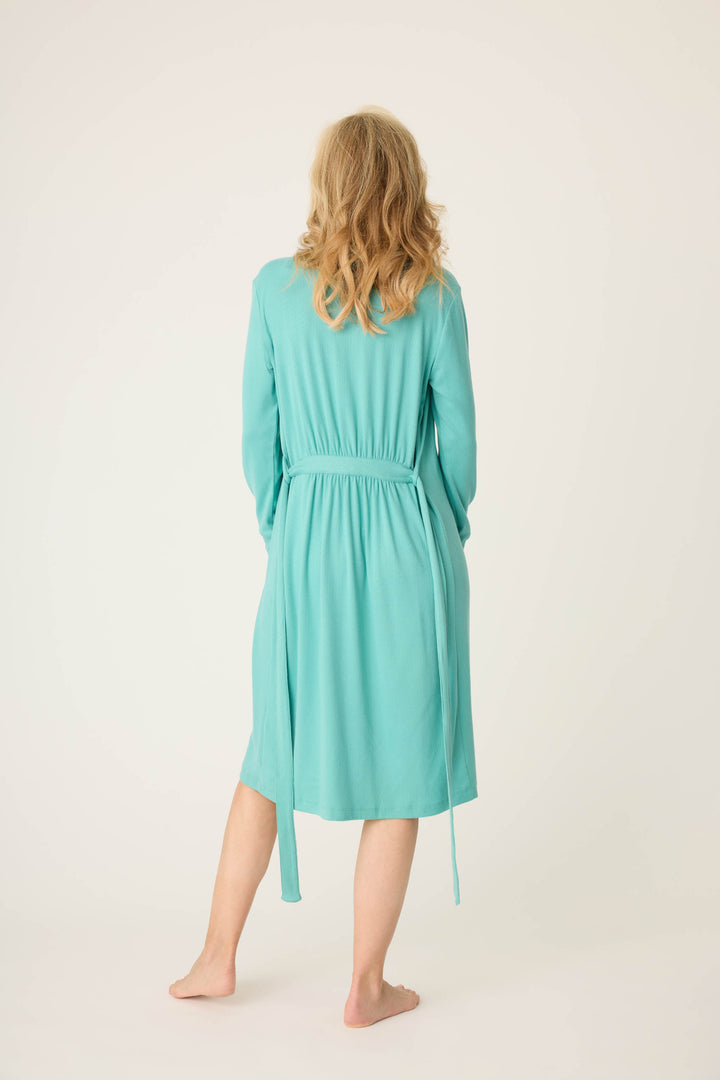 Women's jade long sleeve lounge robe.