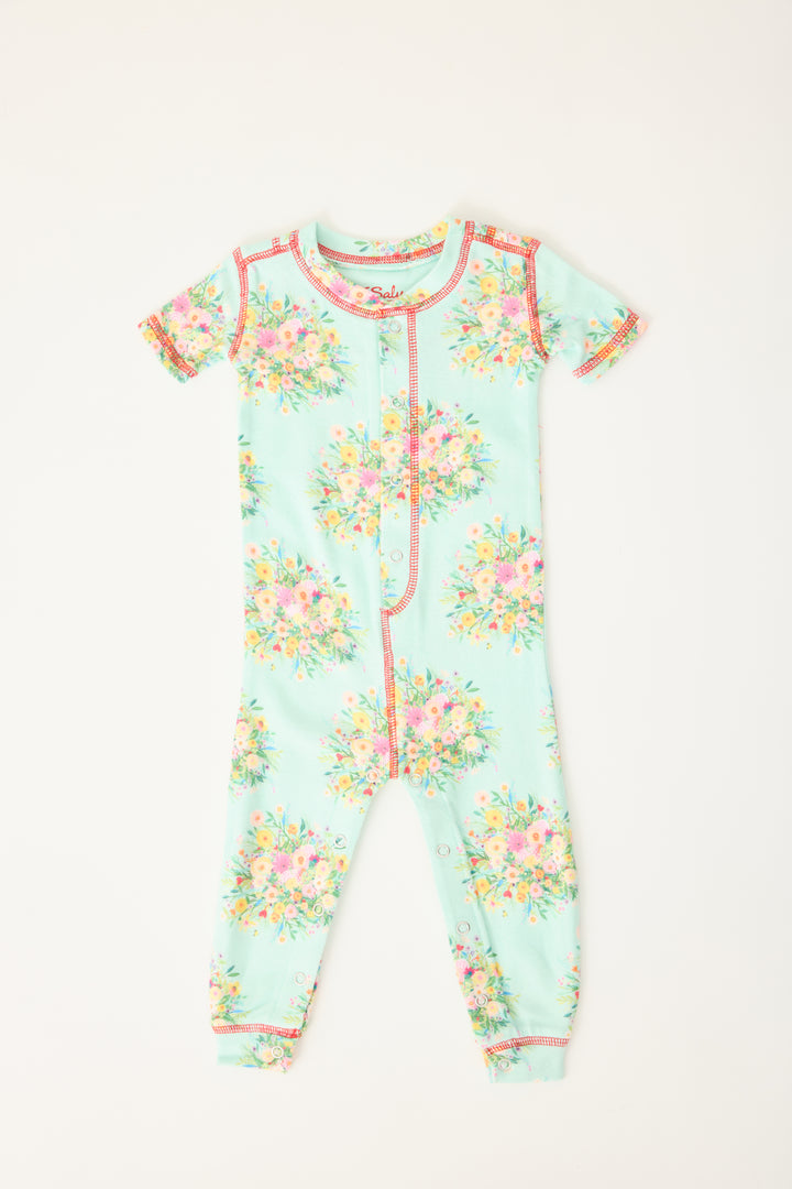 Exclusive collab wtih pop-culture artist Adrian Valencia. Infant onesie romper with front snaps.