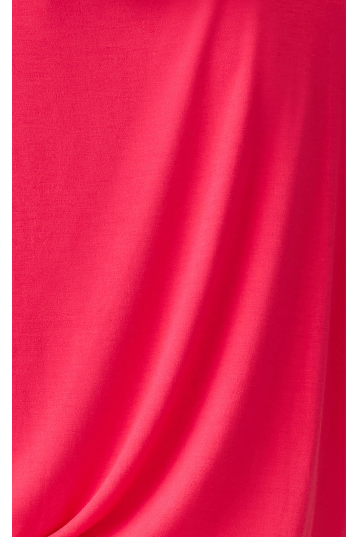 Women's hot pink romper with lace detail on front and back.