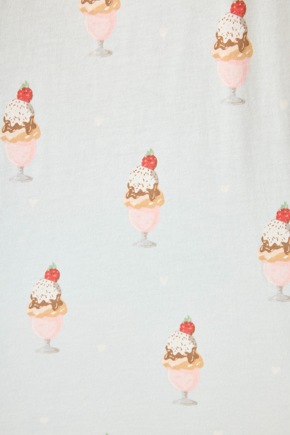 Women's light blue ice cream printed pajama short set. Short sleeve top & tie waist short with sunglass-shape sleep mask.