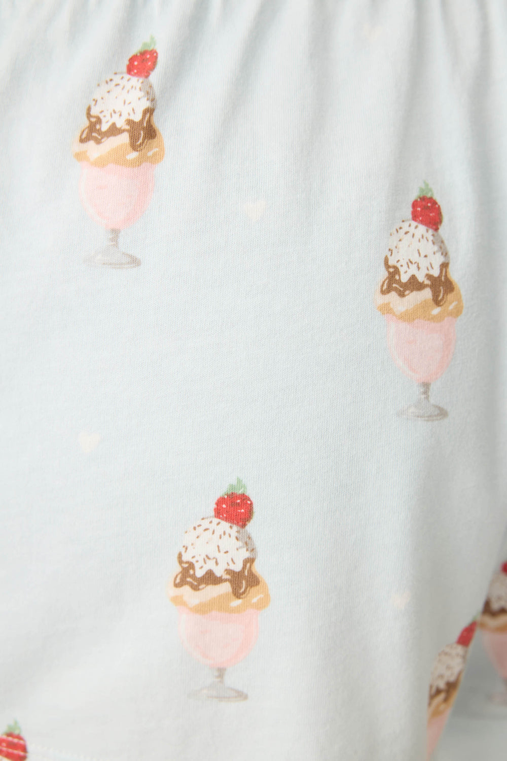 Women's light blue ice cream printed pajama short with tie waist.