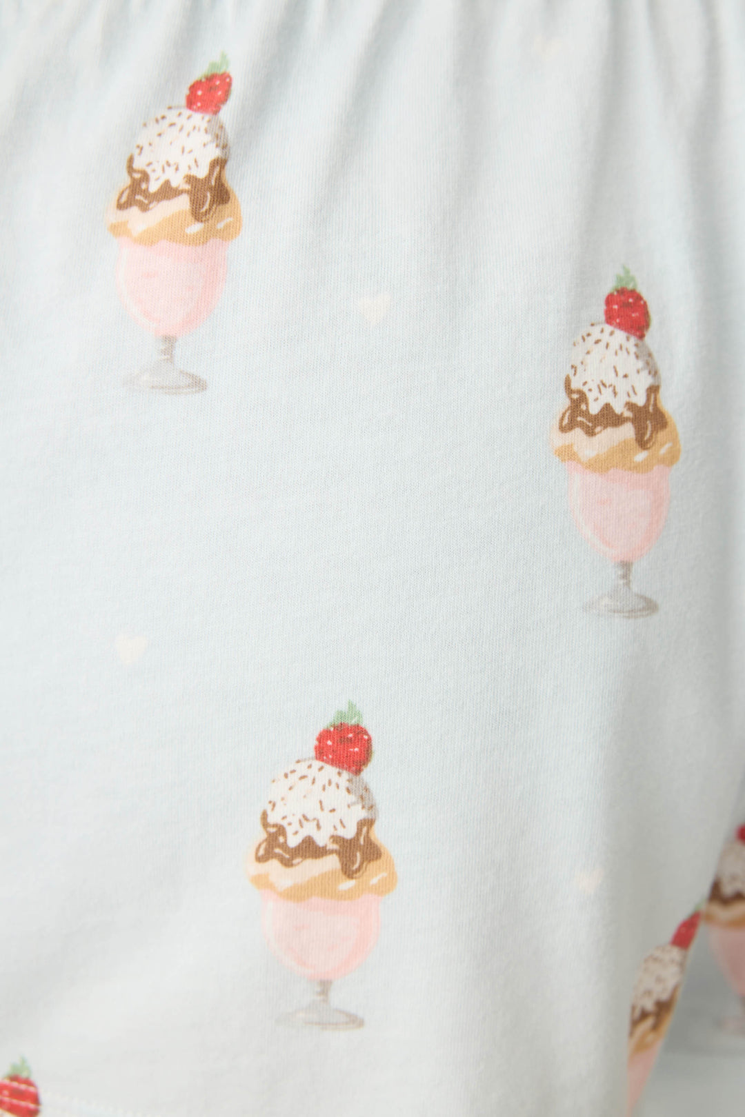 Women's light blue ice cream printed pajama short with tie waist.
