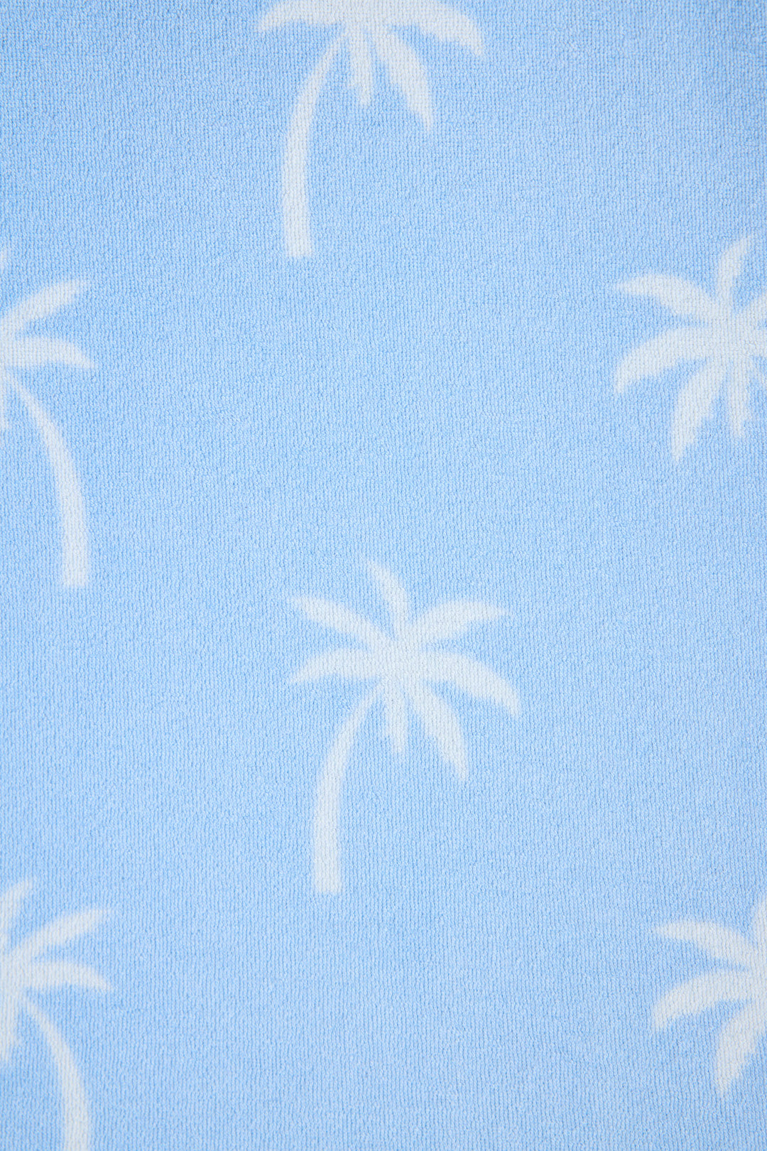 Women's blue palm-print lounge short in vintage terry. Tie waist.