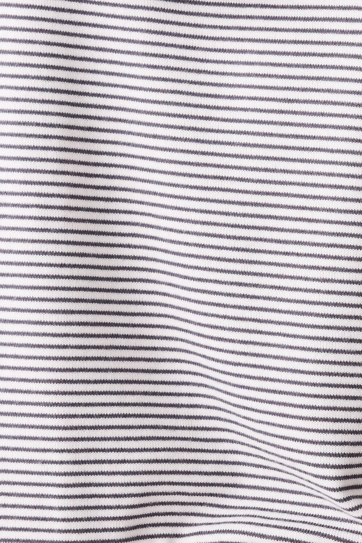 Women's black and white stripe pj short with cherry detail.