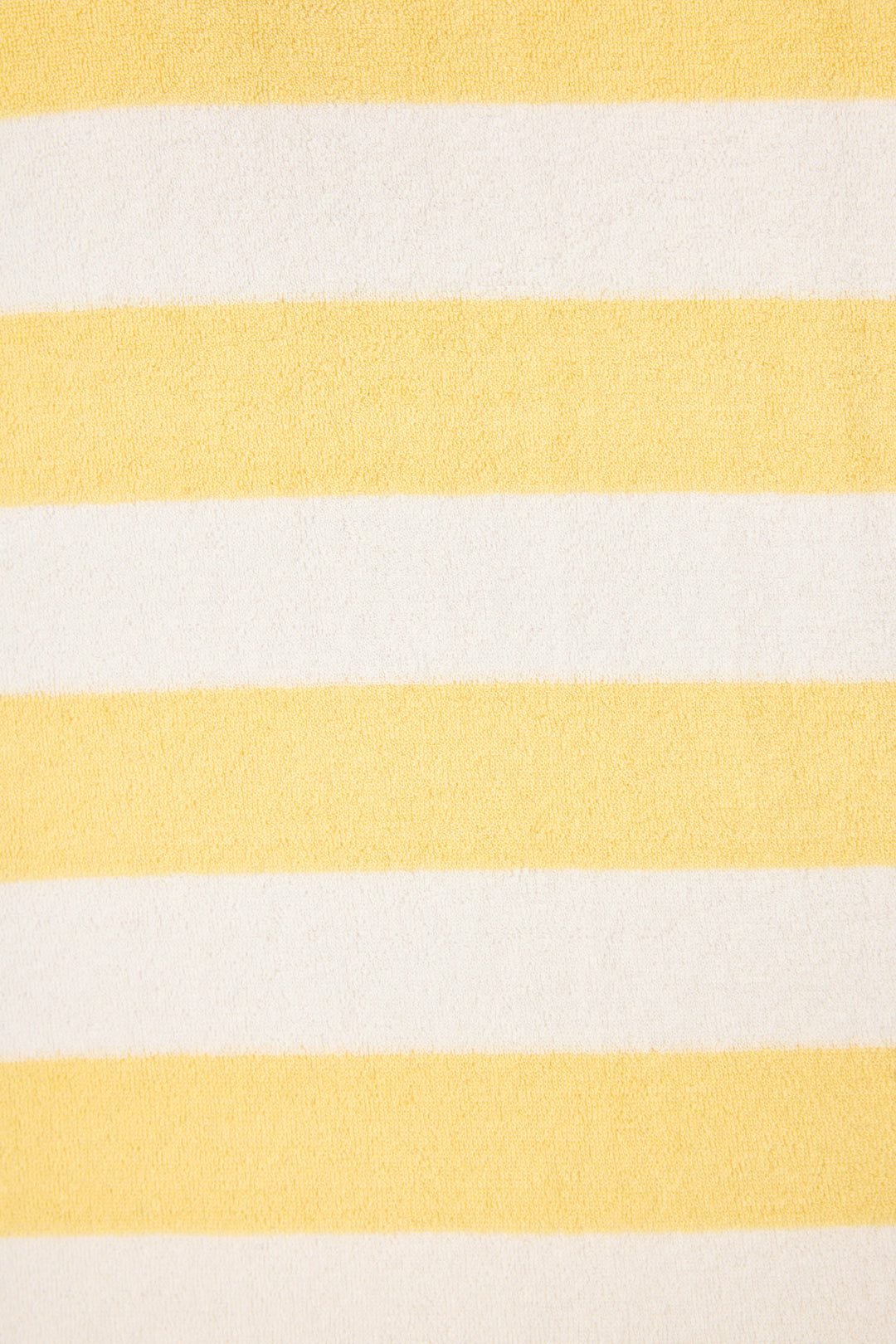 Ivory-yellow terry stripe short for women. Mini embroidered blue palm at hem. Tie waist.