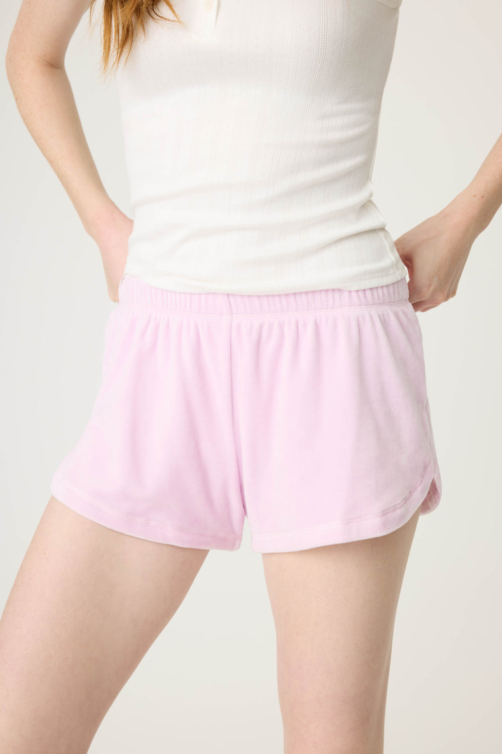 Women's pale lilac lounge short.