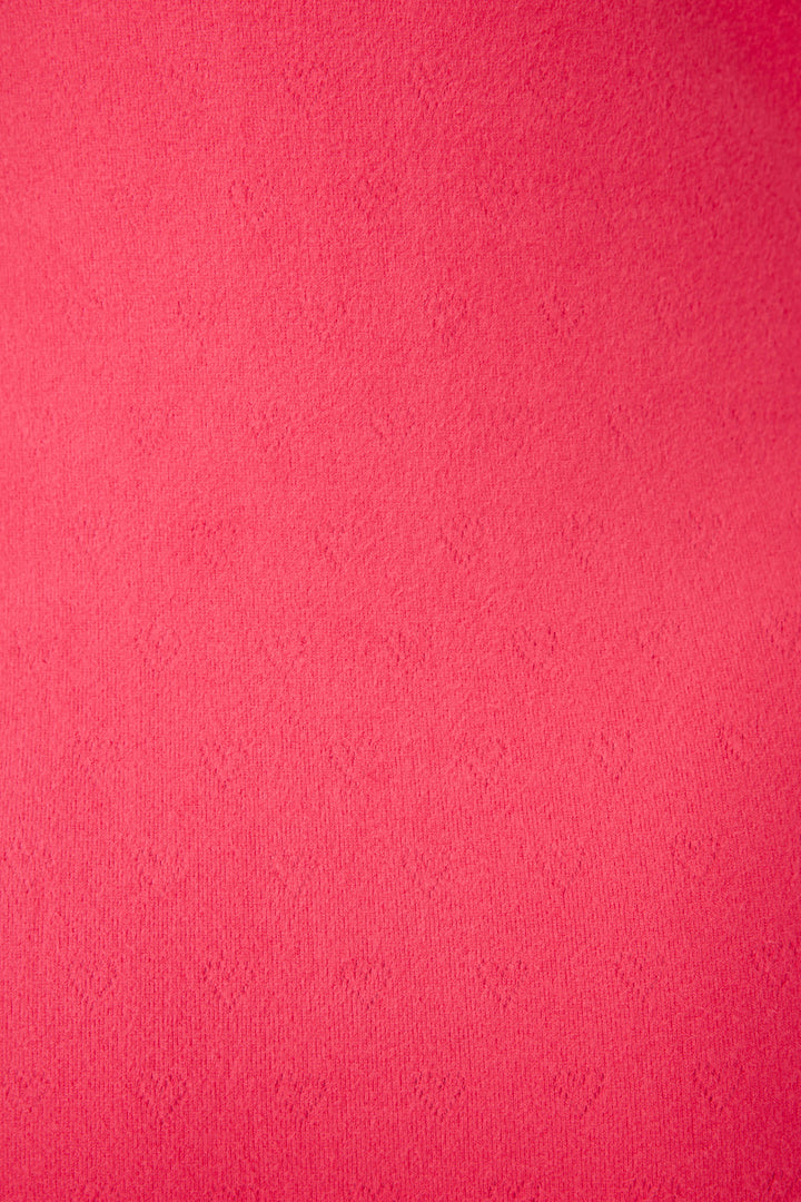 Bright pink camisole top for women in brushed heart-pointelle. Has shelf bra, lace trim & adjustable straps.