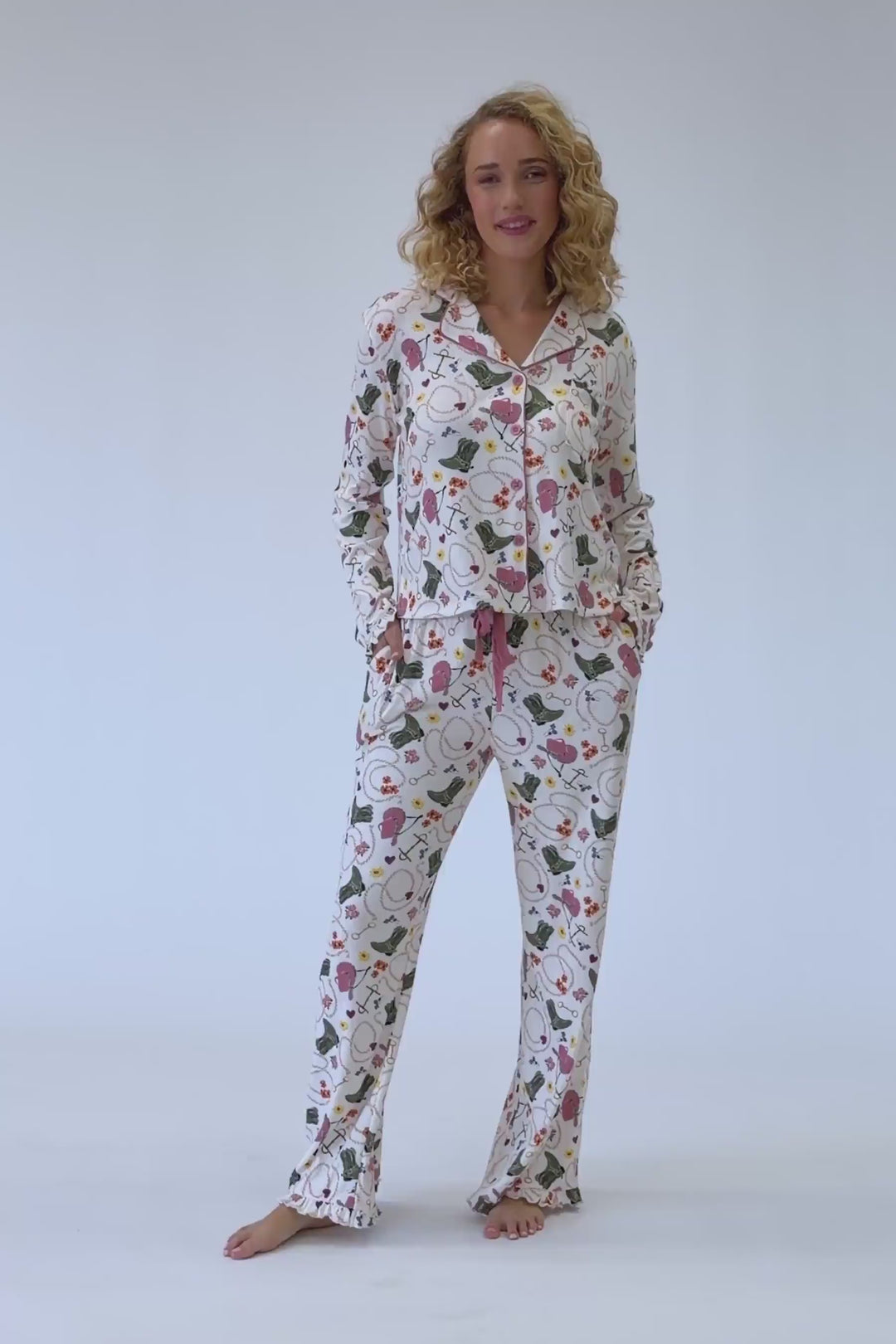 Saddle Up Western Print Long Sleeve Top