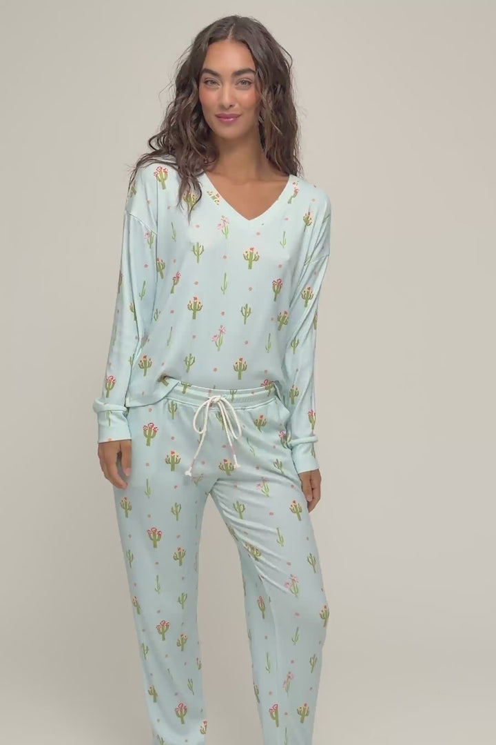 Feelin' Prickly Cactus Blooms Banded Pants