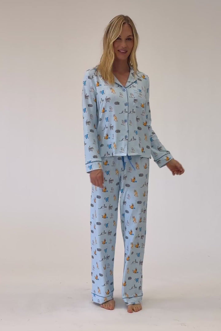 Hanukkatz Paws for Celebration Cat Print PJ Set