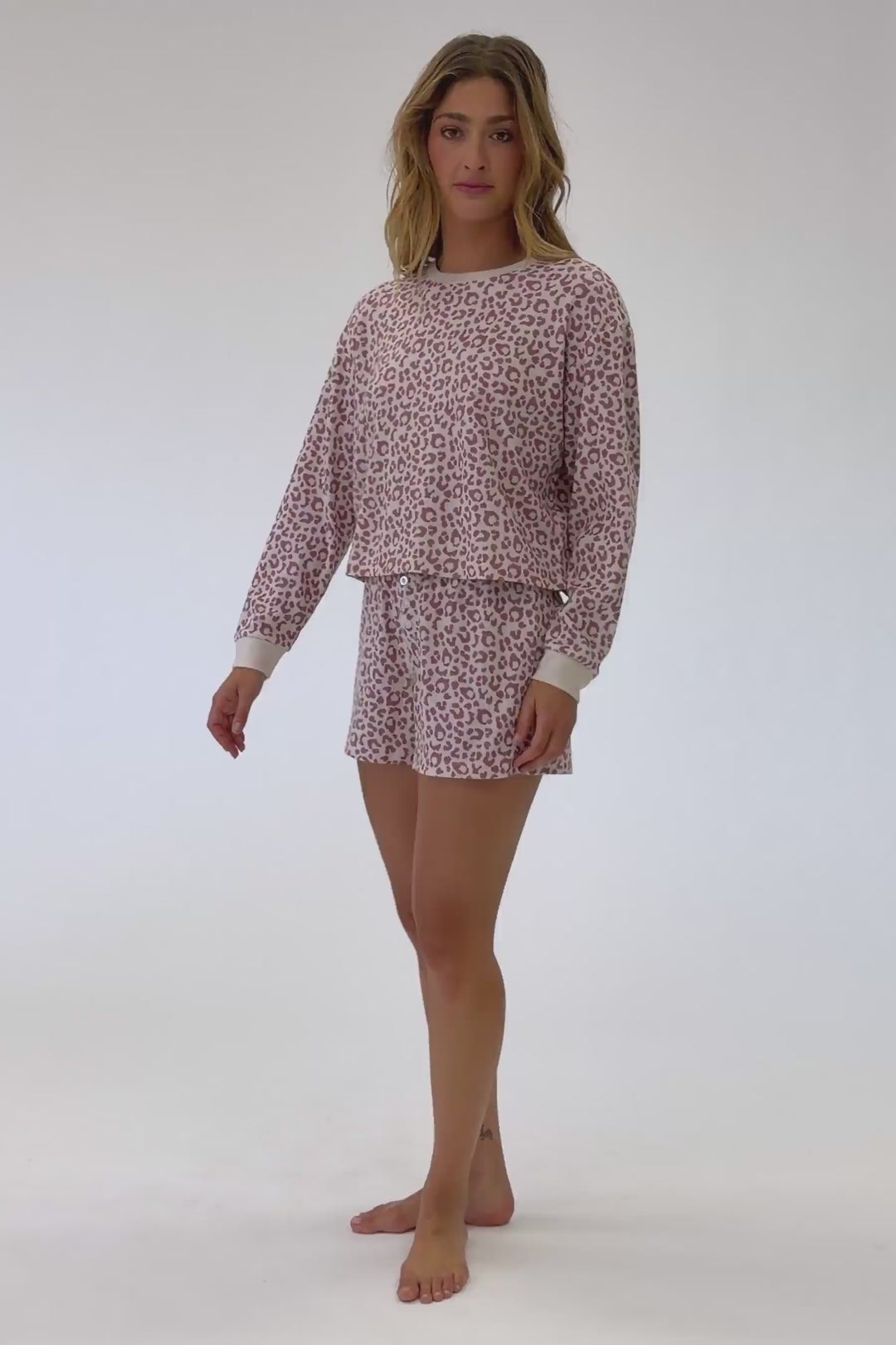 Boyfriend Boxer Leopard Print Long Sleeve & Shorts PJ Set