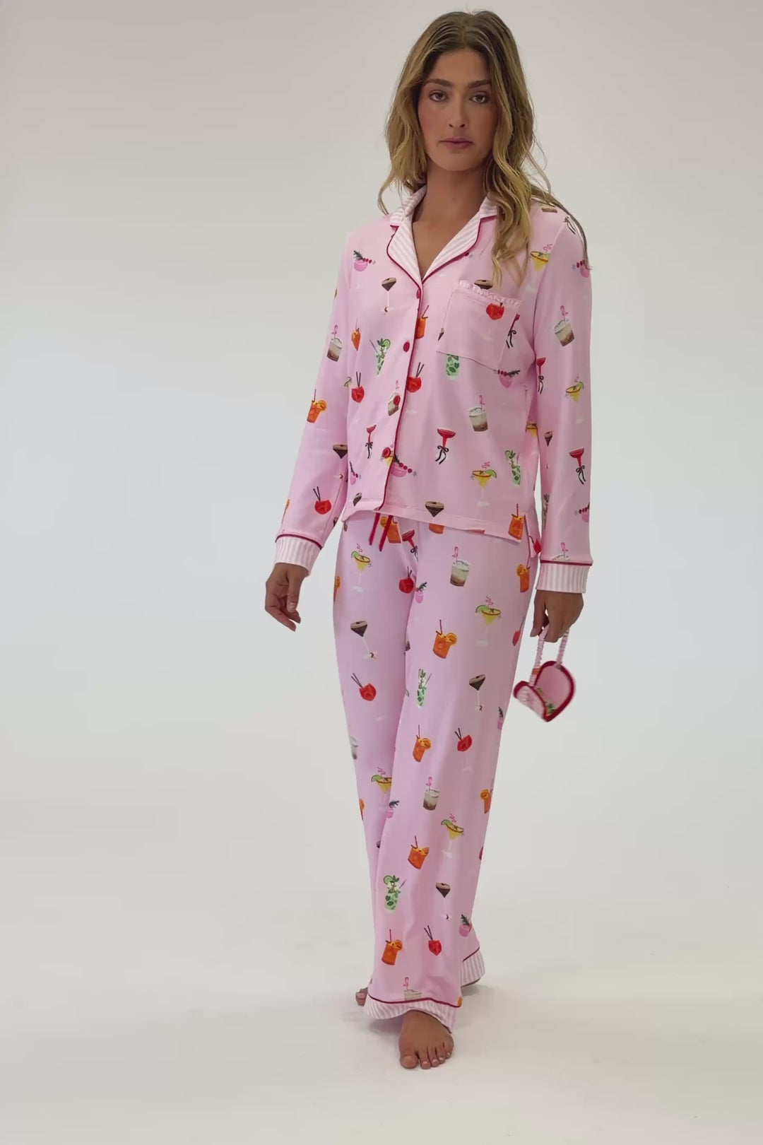 First Chair, Last Call Cocktail Print 3-Piece PJ Set