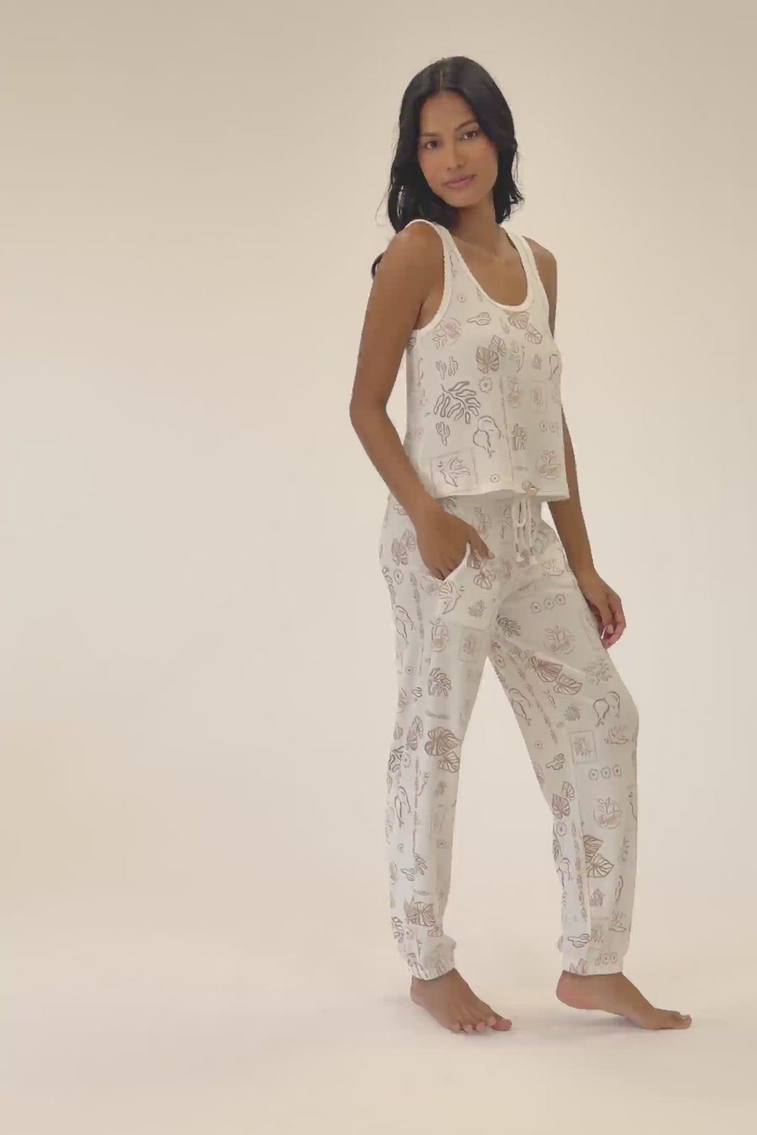 Palms Away Bistro Botanicals Long PJ Set