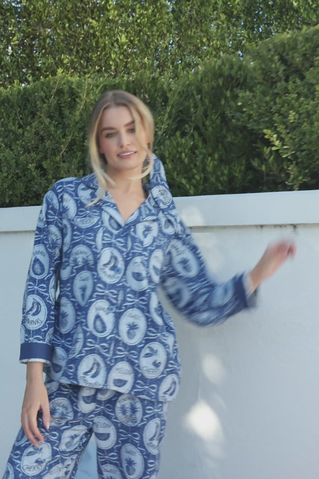 Fruit Medley Print 3-Piece Long Flannel PJ Set