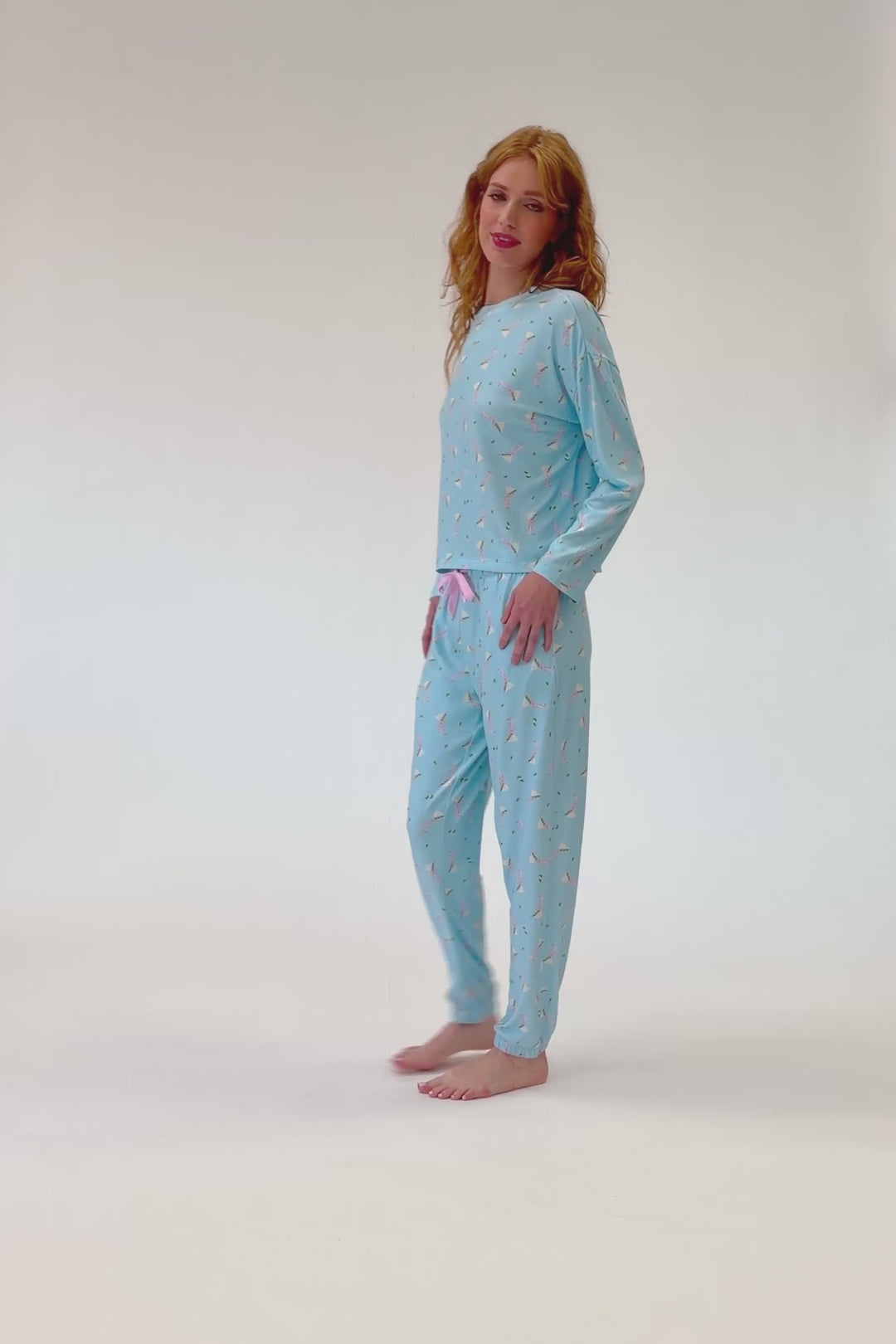 Olive You Martini Print Jogger Pajama Pants