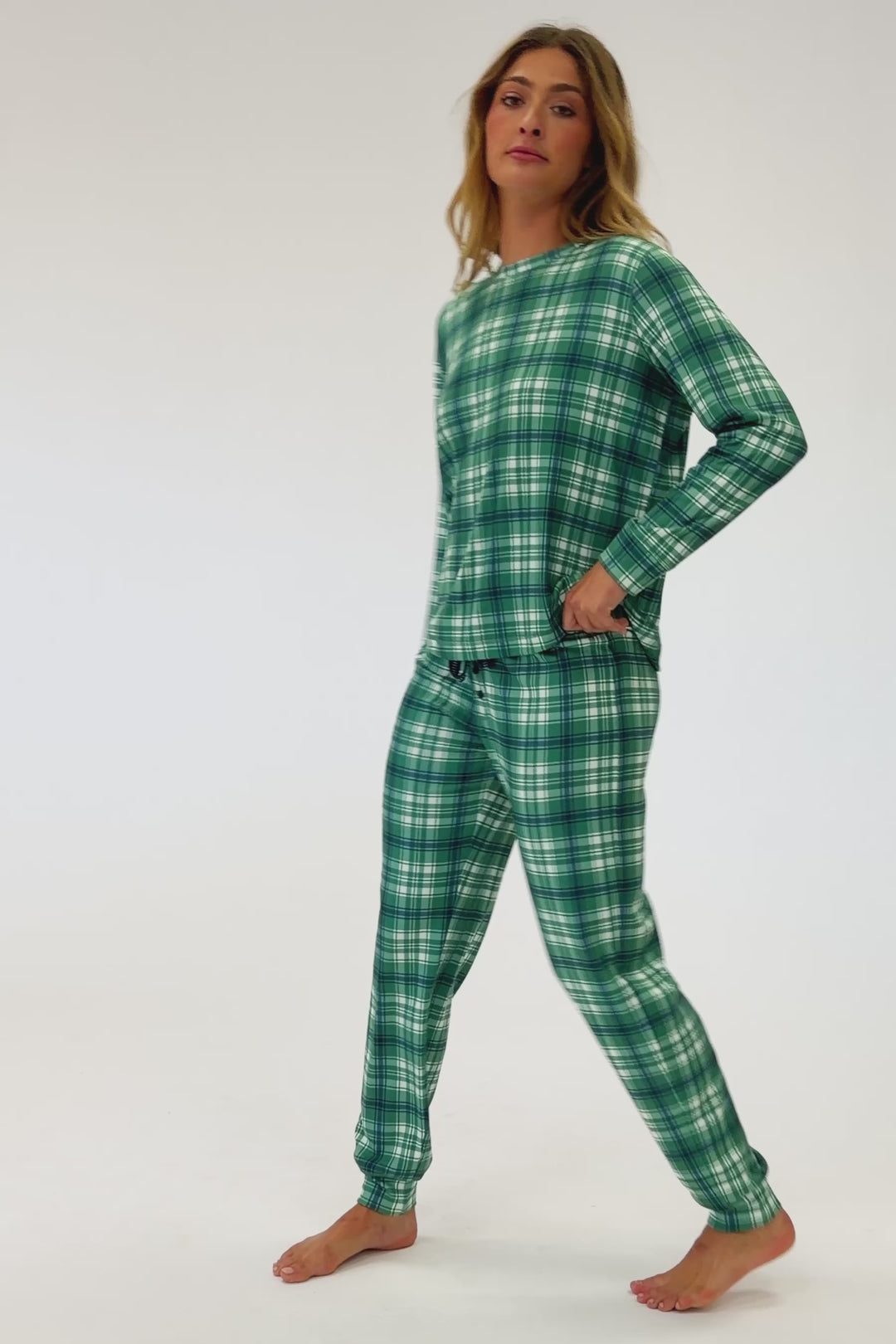 Plaid About You Blue & Green Plaid Jogger Pajama Pants