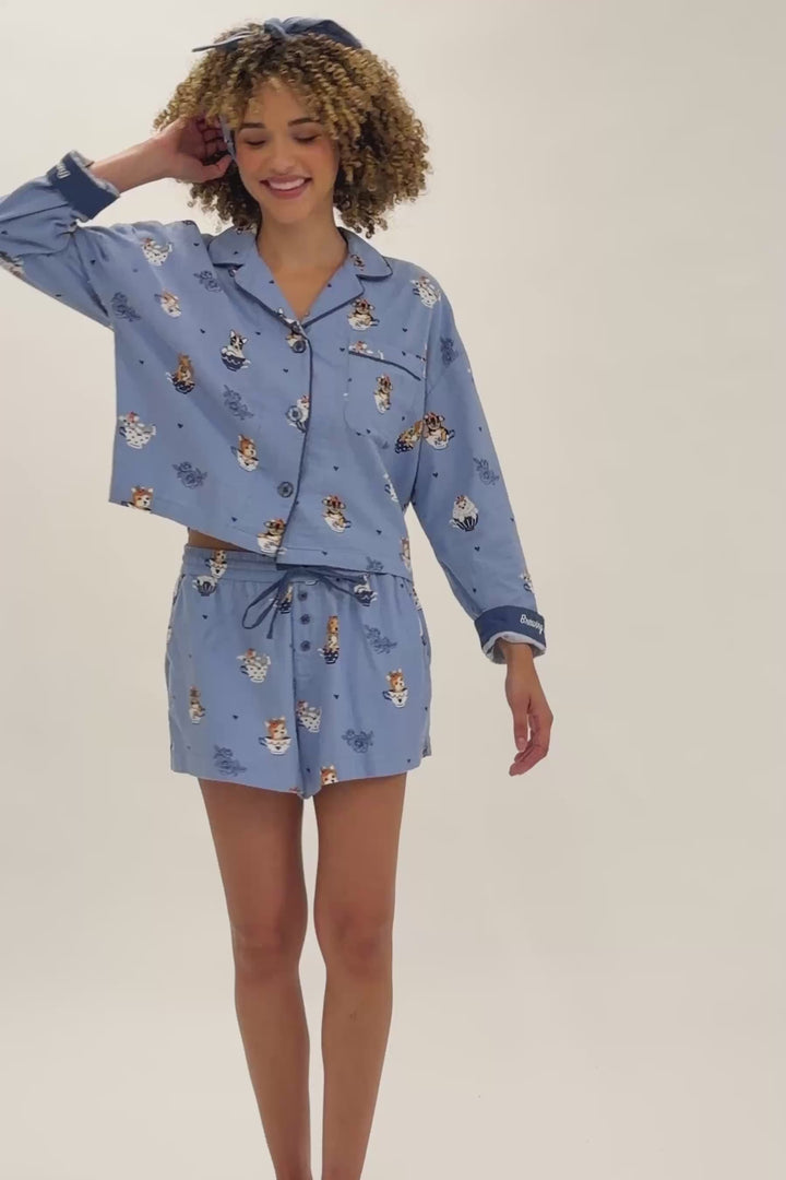 Teacup Pups 3-Piece Short Flannel PJ Set