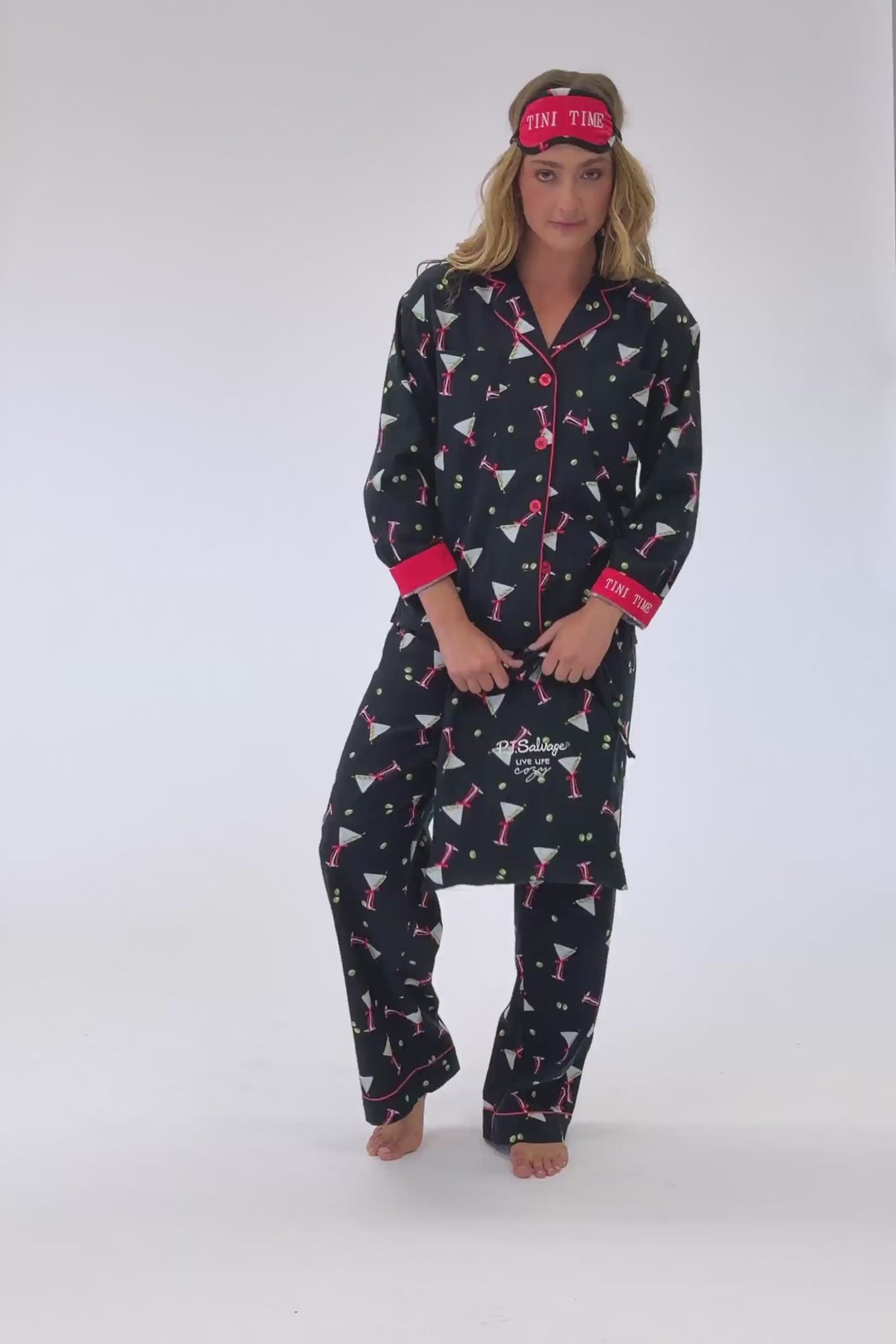 Christmas Cocktails Martini Print 4-Piece PJ Set