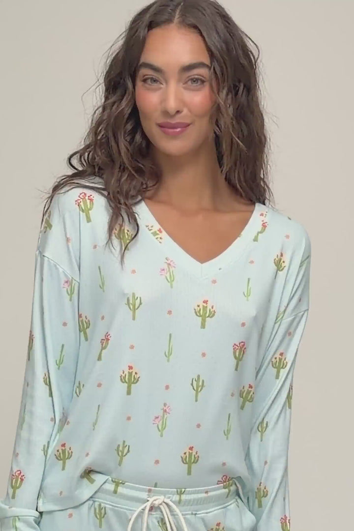 Feelin' Prickly Cactus Blooms Long Sleeve Top