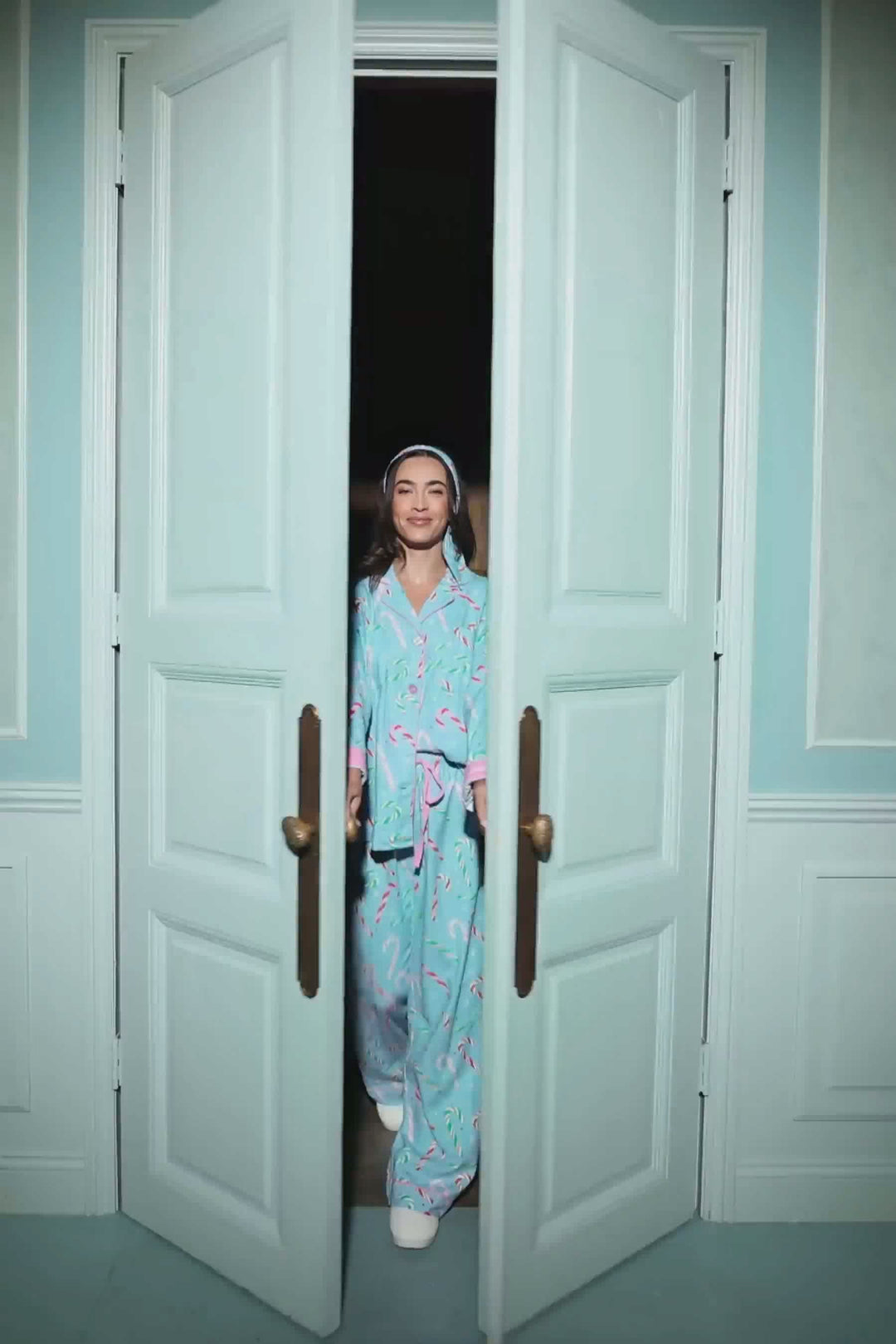 The Sweetest Season Candy Cane Print Flannel 3-Piece PJ Set