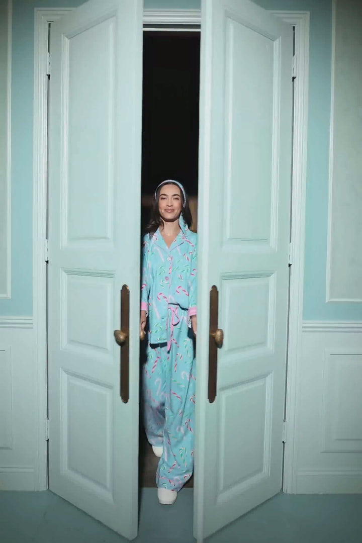 The Sweetest Season Candy Cane Print Flannel 3-Piece PJ Set