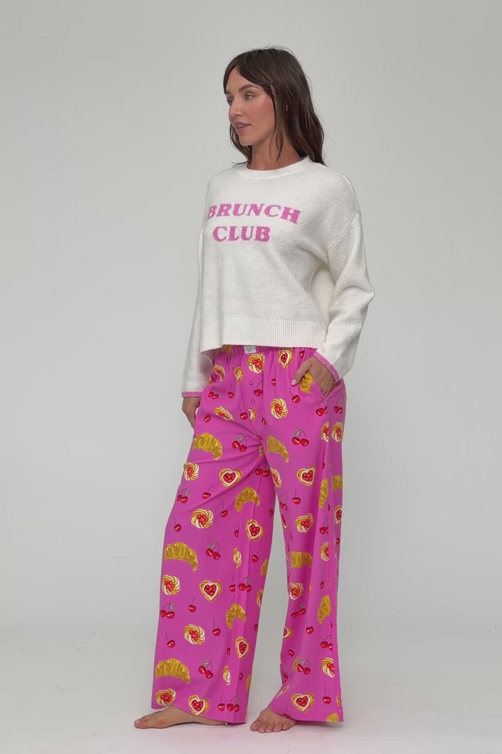 Sweet Cherry Tart Print Pajama Pants