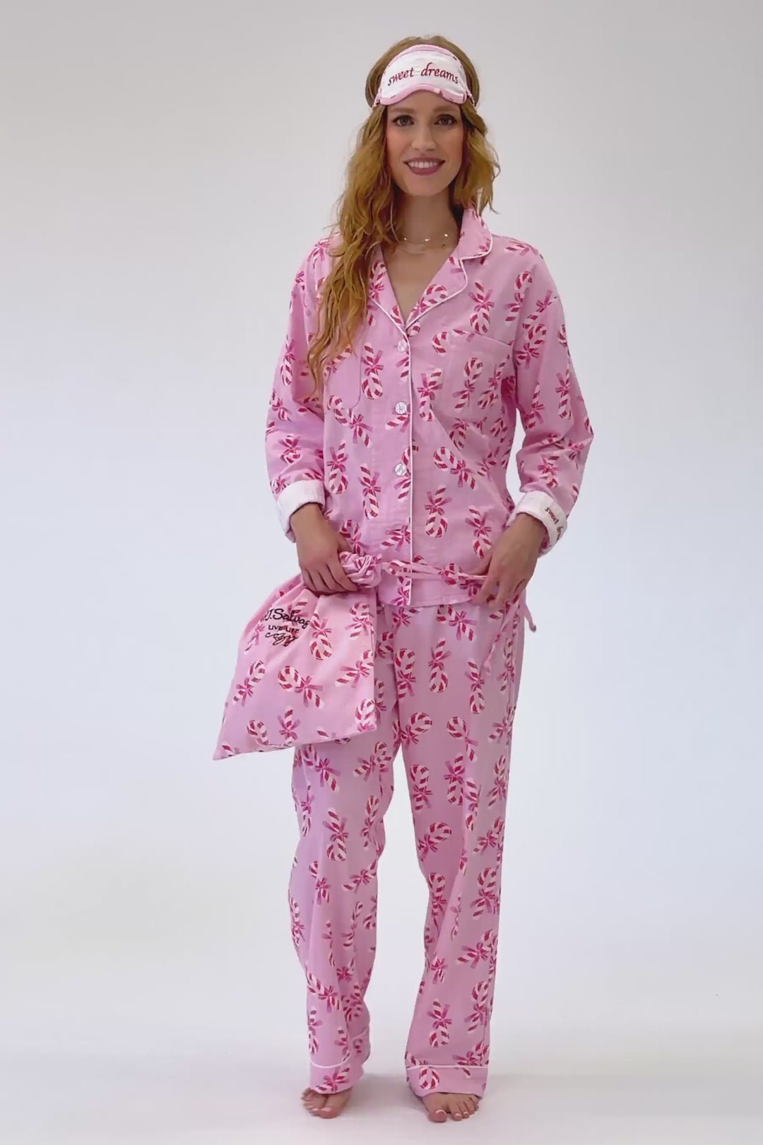 Sweeter Than Sugar Candy Cane Print 4-Piece PJ Set