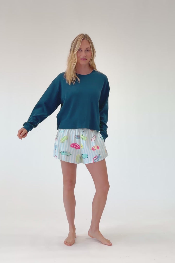 Out of Office Eyemask Print Flannel Pajama Shorts