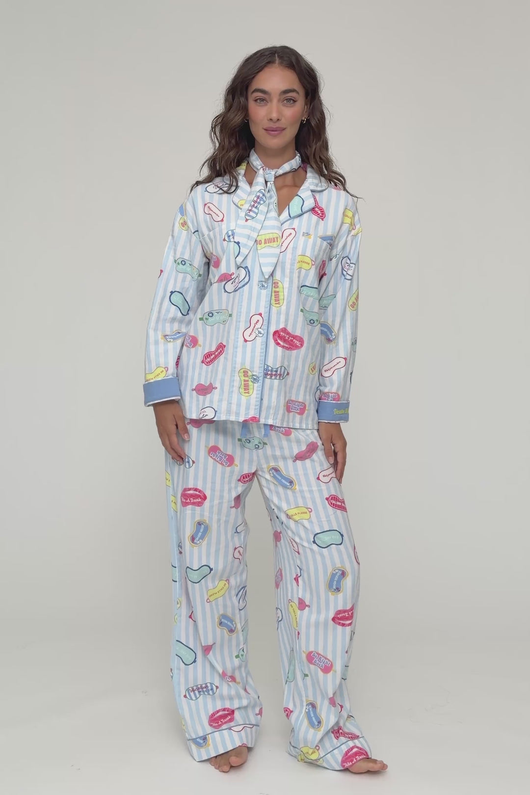 Out of Office Eyemask Print 3-Piece Flannel PJ Set