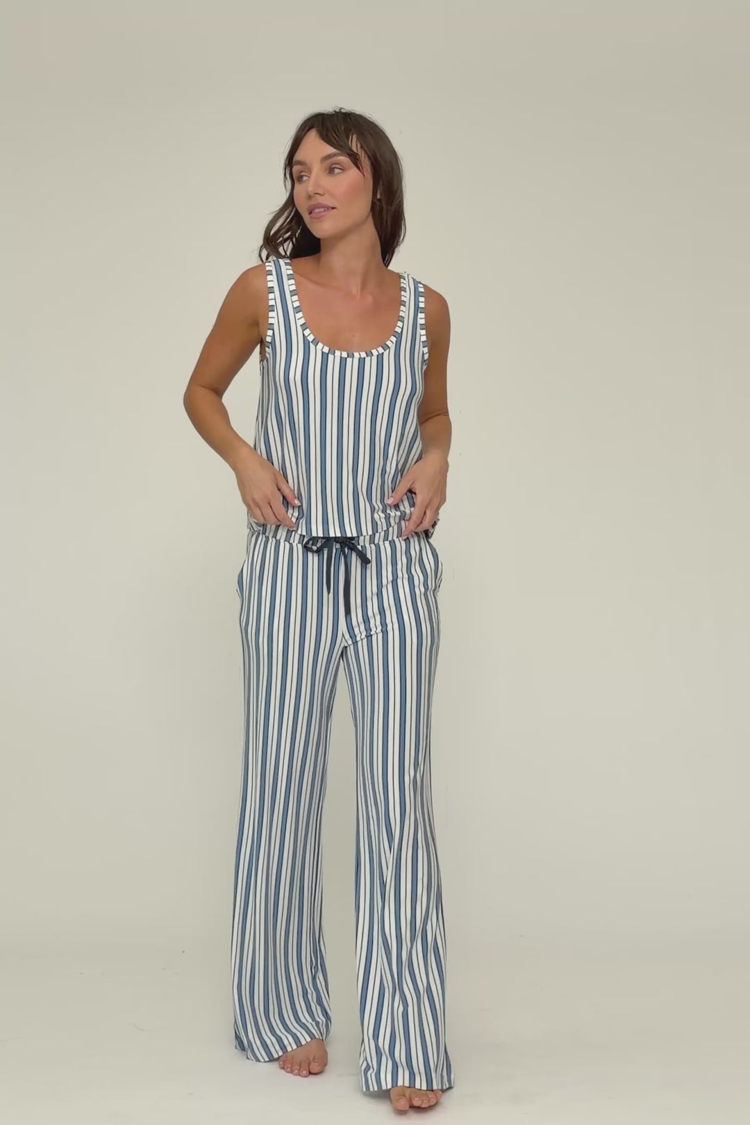 Soiree Dreams Blue Stripe Tank & Pants PJ Set
