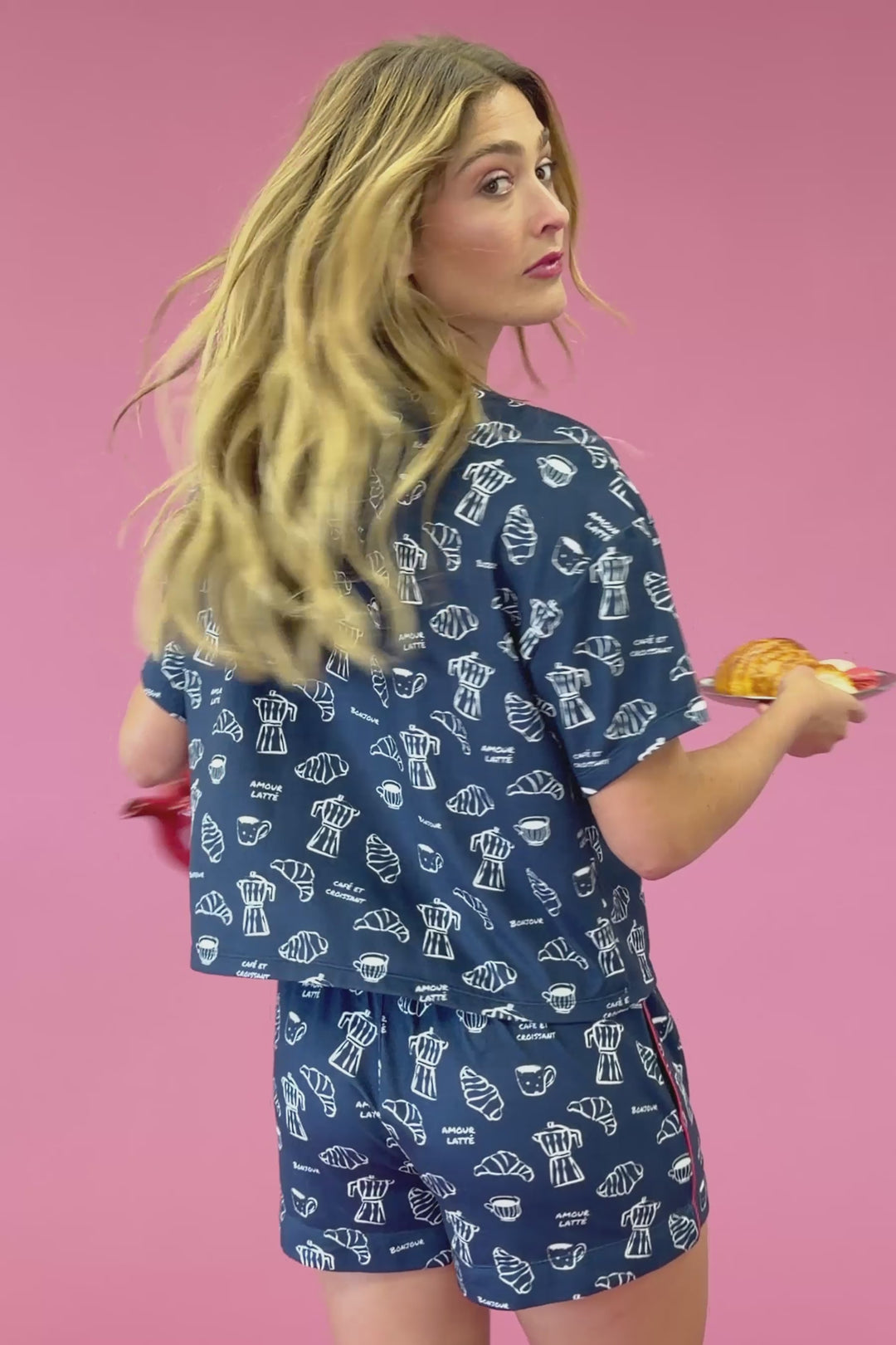 Bonjour Babe French Breakfast Print Short PJ Set
