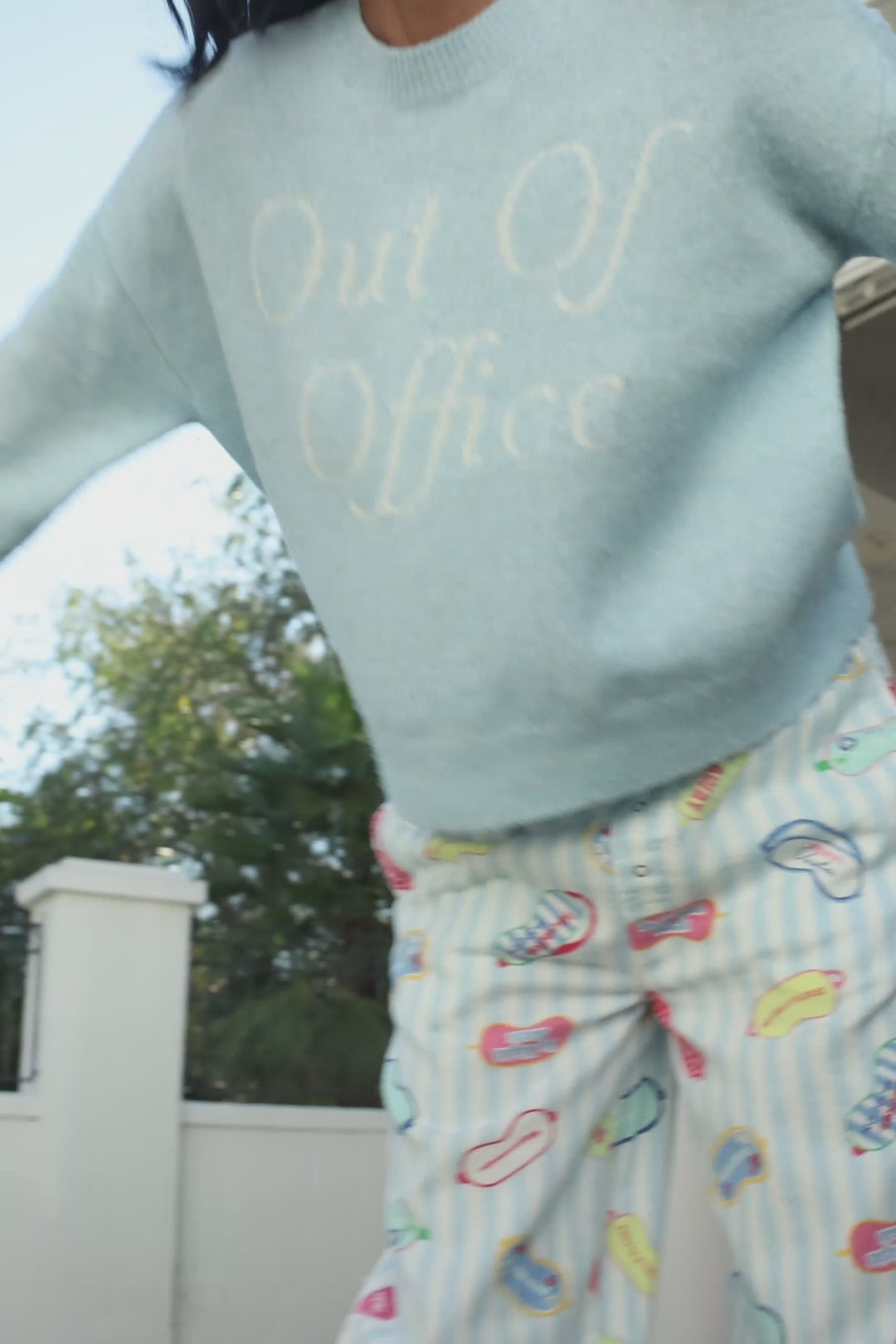 Out of Office Eyemask Print Flannel Pajama Pants