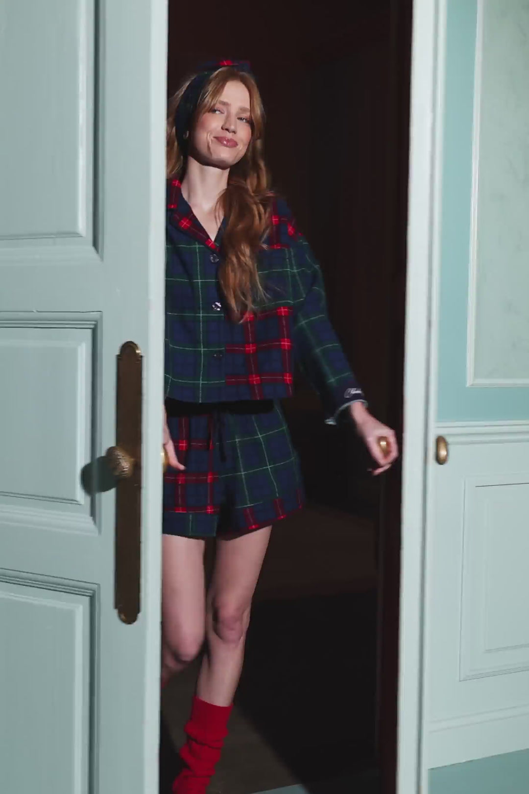 Check Mate Plaid Flannel 3-Piece Short PJ Set
