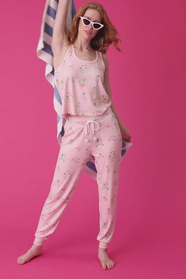 Pupcation Palms Sunnies & Sunshine Long PJ Set