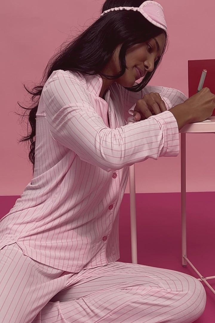 Modal Basics Pink Stripe 3-Piece PJ Set